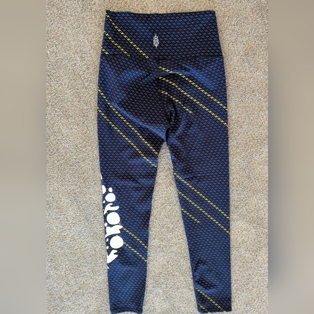 FP Movement by Free People Rare Navy and Yellow Leggings